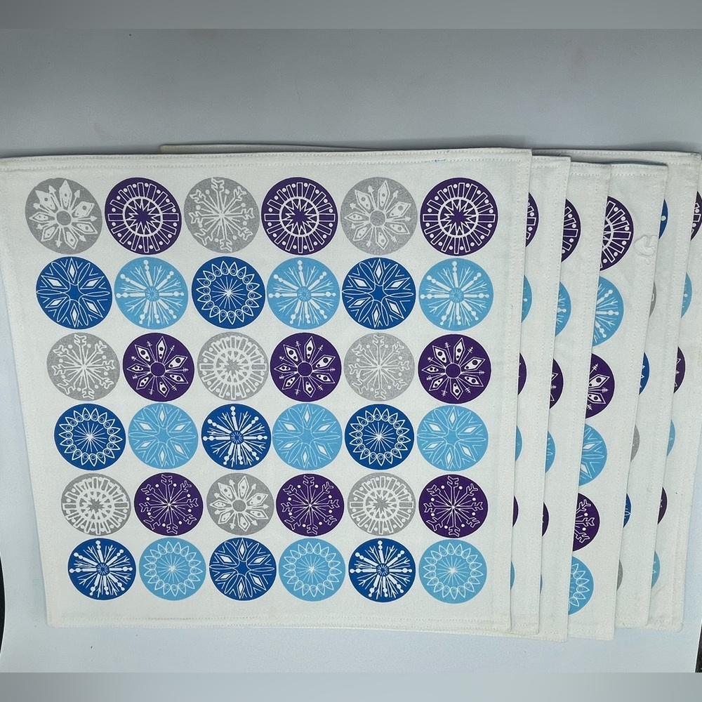 Jonathan Adler Set of 6 Blue and Purple Circle Pattern Placemats